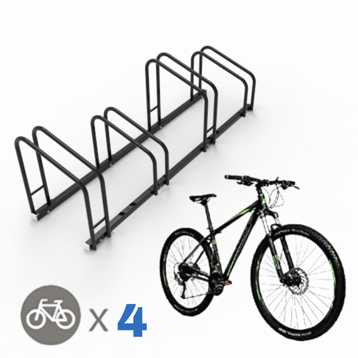 04 Bikes Floor Mount Staggered Bicycle Rack